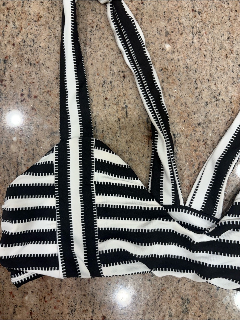 Boys + Arrows Black & White Striped Halter Bikini Top